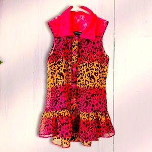 Sheer Print Button Up Top, George, Size 7/8